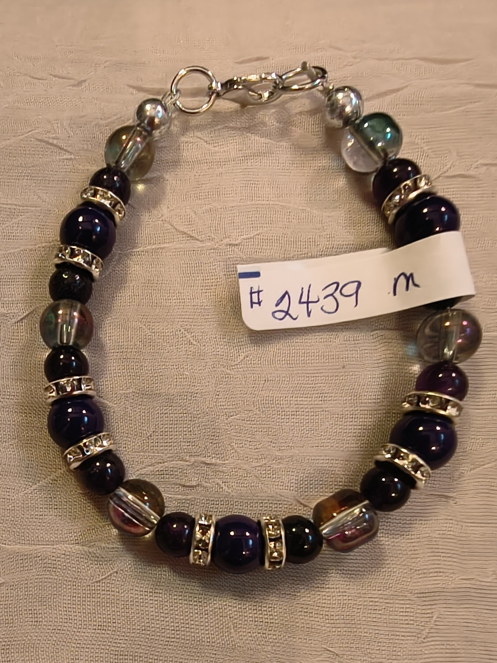 Classic Beaded Purple and Iridescent Bracelet